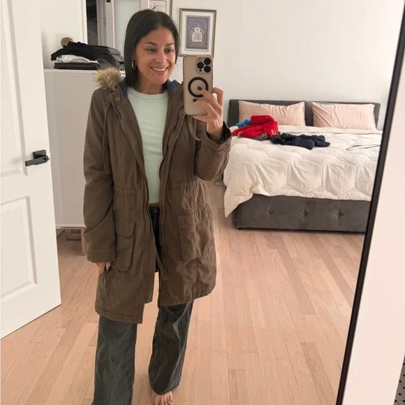 Brown Parka with Faux Fur Hood - Picture 3 of 4